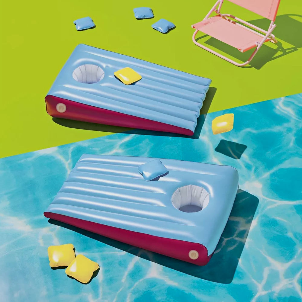 Sun Squad Inflatable Cornhole Pool Game Water Beanbag Toss 10pc NEW